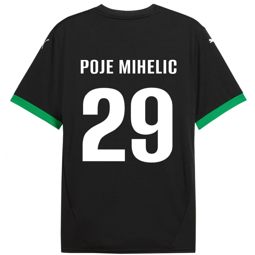 Danxen Homme Maillot Naja Poje Mihelič #29 Noir Vert Foncé Tenues Domicile 2024/25 T-Shirt