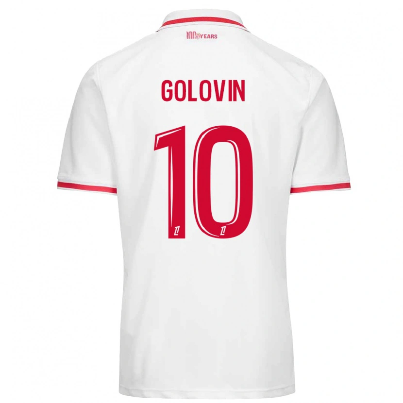 Danxen Homme Maillot Aleksandr Golovin #10 Blanc Rouge Tenues Domicile 2024/25 T-Shirt