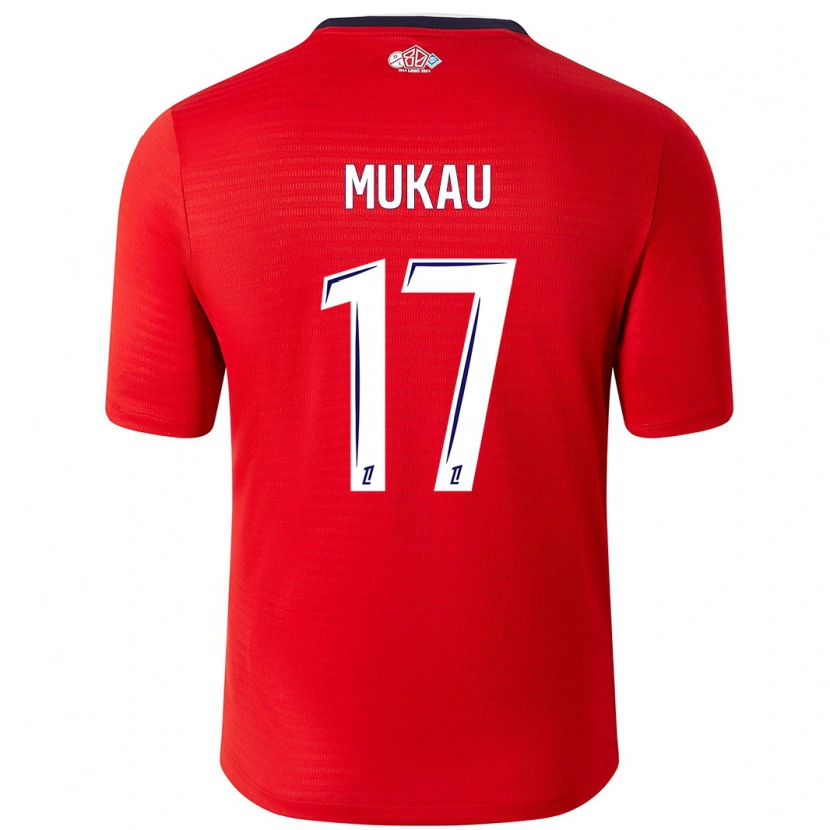 Danxen Homme Maillot Ngal'ayel Mukau #17 Rouge Blanc Tenues Domicile 2024/25 T-Shirt