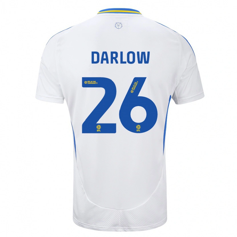 Danxen Homme Maillot Karl Darlow #26 Blanc Bleu Tenues Domicile 2024/25 T-Shirt