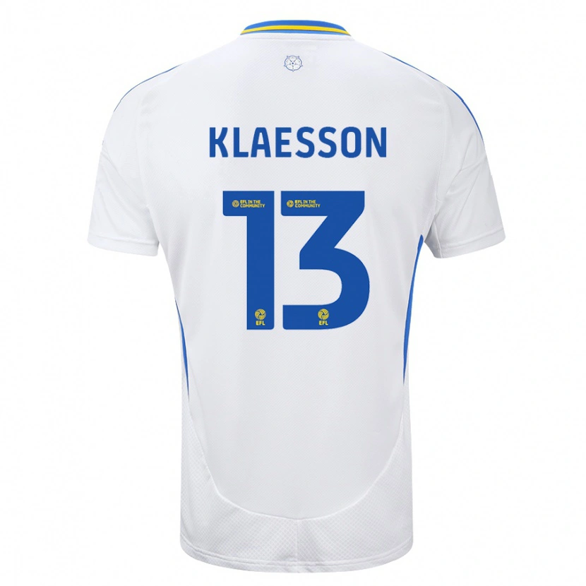 Danxen Homme Maillot Kristoffer Klaesson #13 Blanc Bleu Tenues Domicile 2024/25 T-Shirt