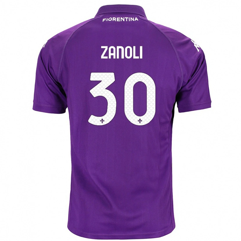 Danxen Homme Maillot Martina Zanoli #30 Violet Tenues Domicile 2024/25 T-Shirt