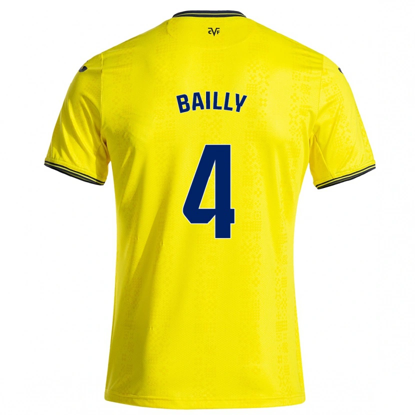 Danxen Homme Maillot Eric Bailly #4 Jaune Noir Tenues Domicile 2024/25 T-Shirt