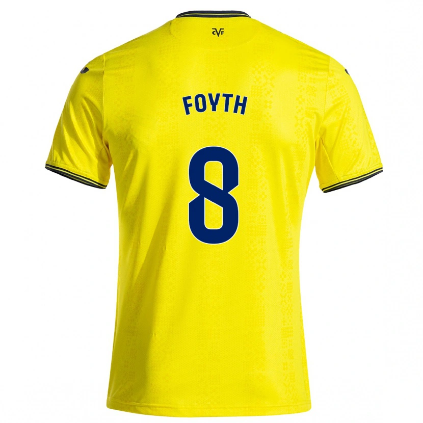 Danxen Homme Maillot Juan Foyth #8 Jaune Noir Tenues Domicile 2024/25 T-Shirt