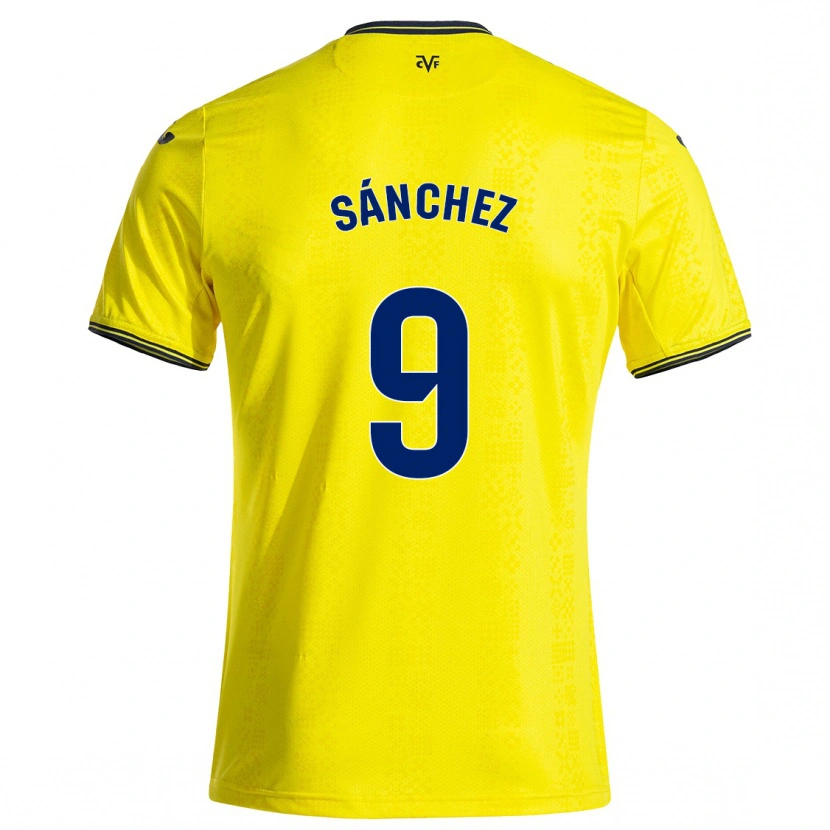 Danxen Homme Maillot Edu Sánchez #9 Jaune Noir Tenues Domicile 2024/25 T-Shirt