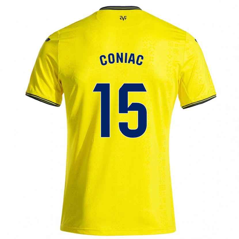 Danxen Homme Maillot Edu Coniac #15 Jaune Noir Tenues Domicile 2024/25 T-Shirt