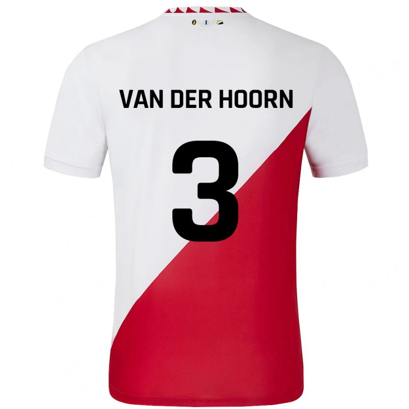 Danxen Homme Maillot Mike Van Der Hoorn #3 Blanc Rouge Tenues Domicile 2024/25 T-Shirt