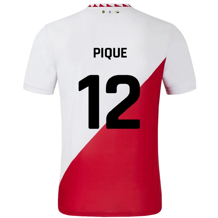 Danxen Homme Maillot Naomi Piqué #12 Blanc Rouge Tenues Domicile 2024/25 T-Shirt