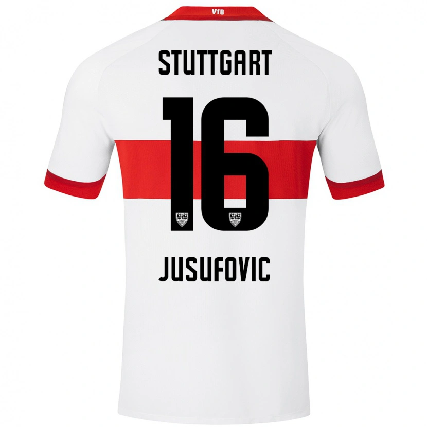 Danxen Homme Maillot Farah Jusufović #16 Blanc Rouge Tenues Domicile 2024/25 T-Shirt