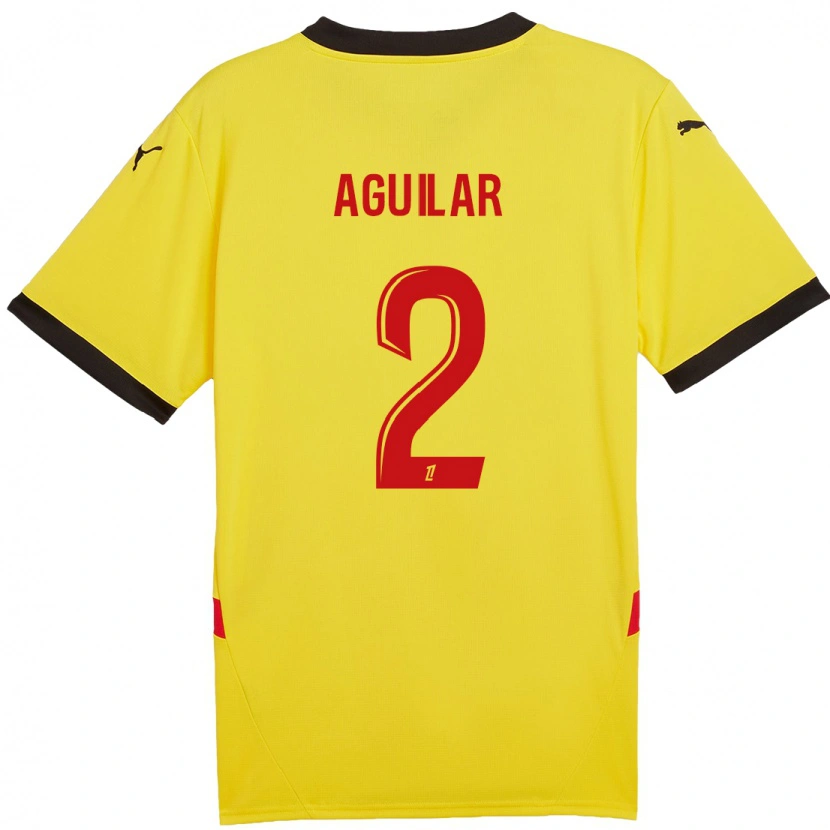 Danxen Homme Maillot Ruben Aguilar #2 Jaune Rouge Tenues Domicile 2024/25 T-Shirt