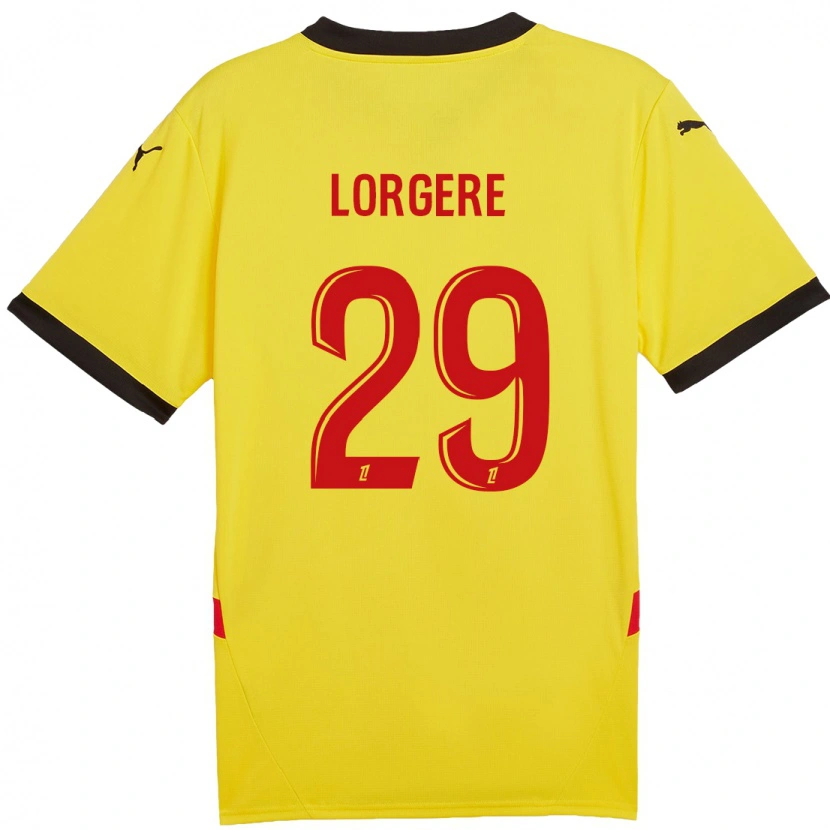 Danxen Homme Maillot Charlotte Lorgeré #29 Jaune Rouge Tenues Domicile 2024/25 T-Shirt