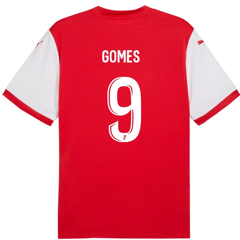 Danxen Homme Maillot Mélissa Gomes #9 Rouge Blanc Tenues Domicile 2024/25 T-Shirt