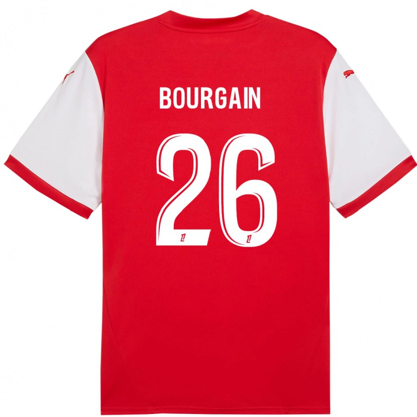 Danxen Homme Maillot Léa Bourgain #26 Rouge Blanc Tenues Domicile 2024/25 T-Shirt