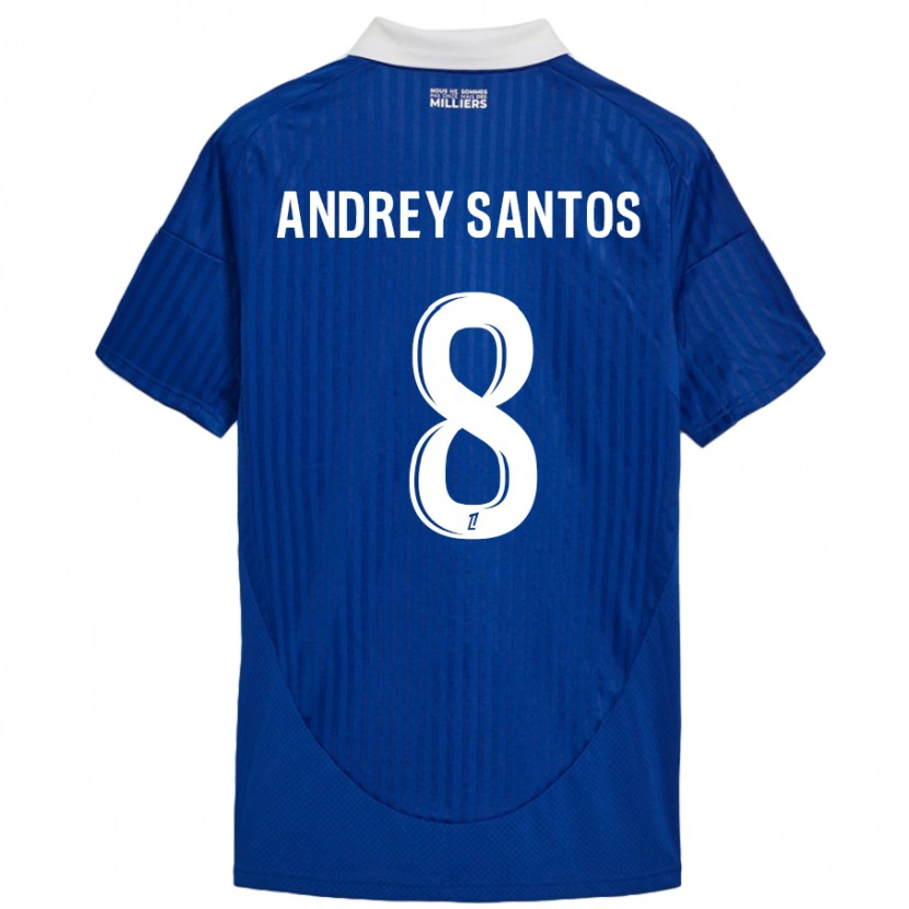 Danxen Homme Maillot Andrey Santos #8 Bleu Blanc Tenues Domicile 2024/25 T-Shirt