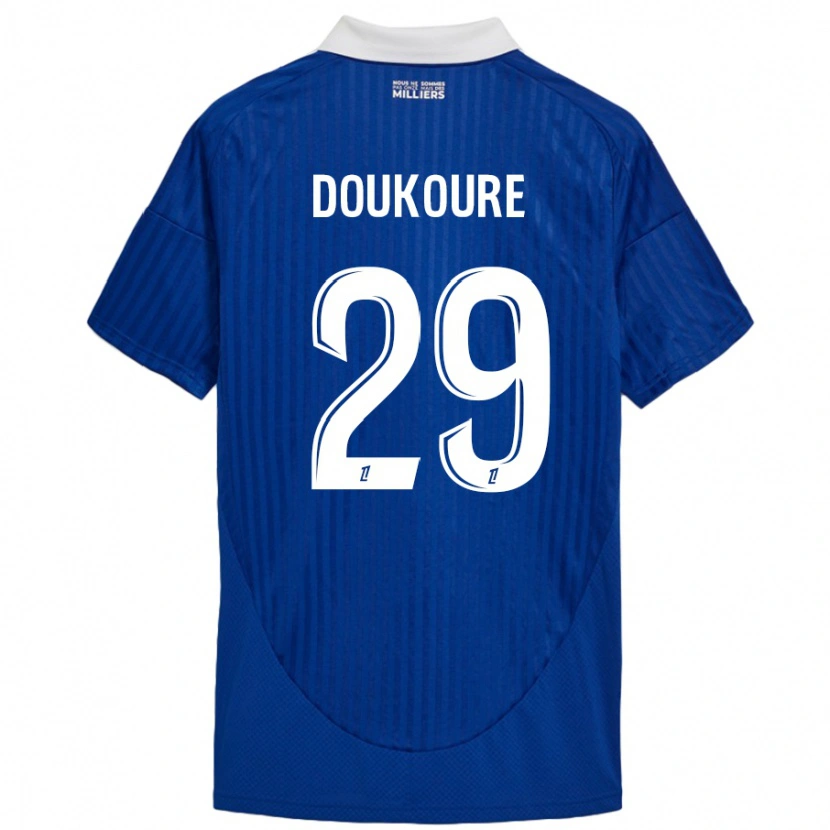 Danxen Homme Maillot Ismaël Doukouré #29 Bleu Blanc Tenues Domicile 2024/25 T-Shirt