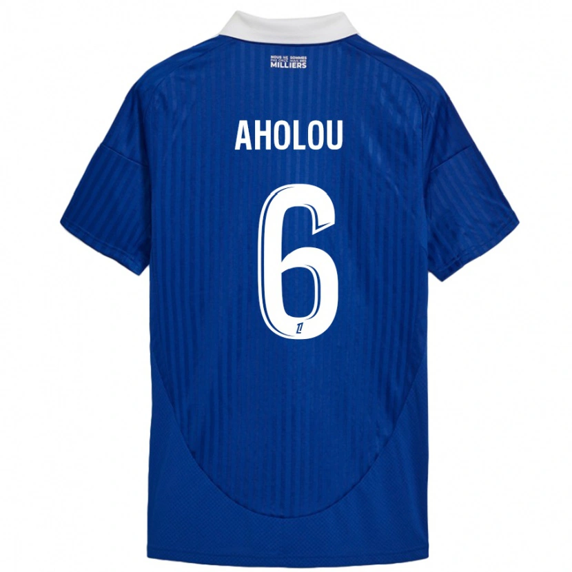 Danxen Homme Maillot Jean-Eudes Aholou #6 Bleu Blanc Tenues Domicile 2024/25 T-Shirt