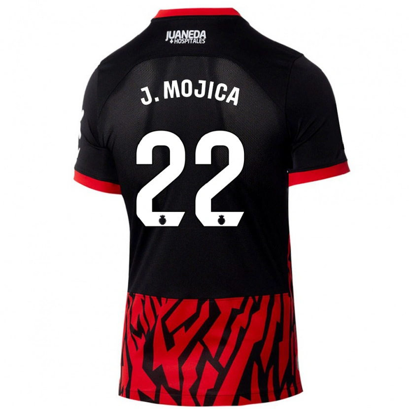 Danxen Homme Maillot Johan Mojica #22 Noir Rouge Tenues Domicile 2024/25 T-Shirt