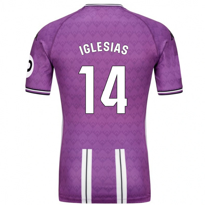 Danxen Homme Maillot Koke Iglesias #14 Violet Blanc Tenues Domicile 2024/25 T-Shirt