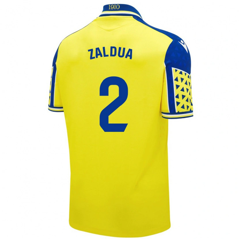 Danxen Homme Maillot Joseba Zaldua #2 Jaune Bleu Tenues Domicile 2024/25 T-Shirt