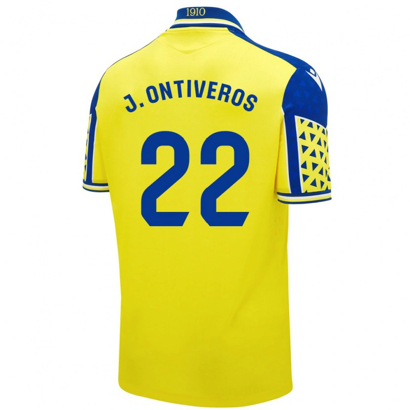 Danxen Homme Maillot Javi Ontiveros #22 Jaune Bleu Tenues Domicile 2024/25 T-Shirt