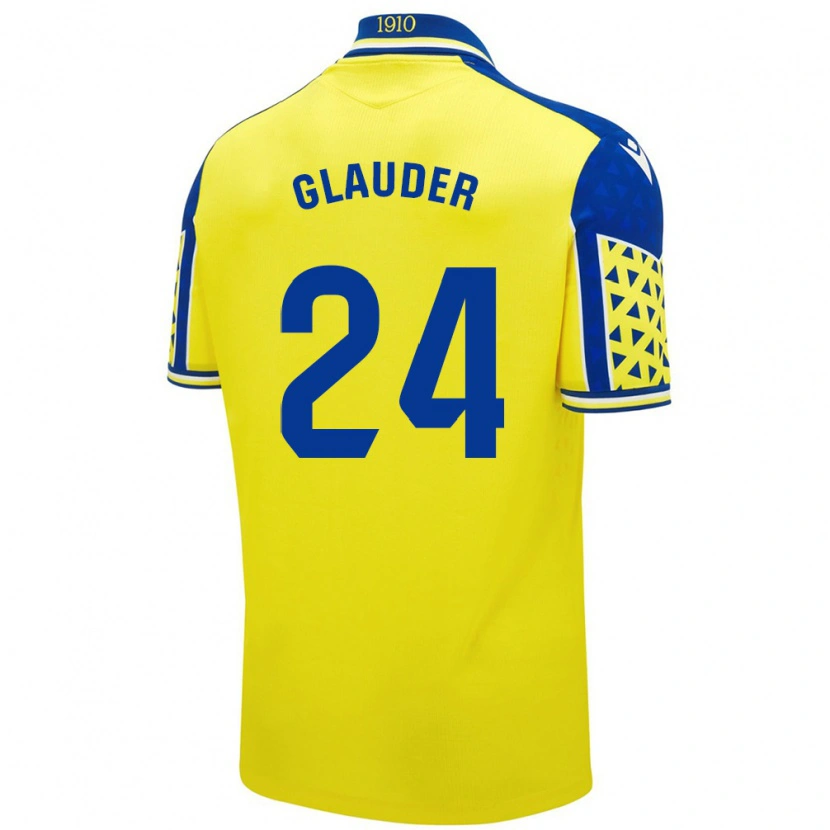 Danxen Homme Maillot Cristian Glauder #24 Jaune Bleu Tenues Domicile 2024/25 T-Shirt