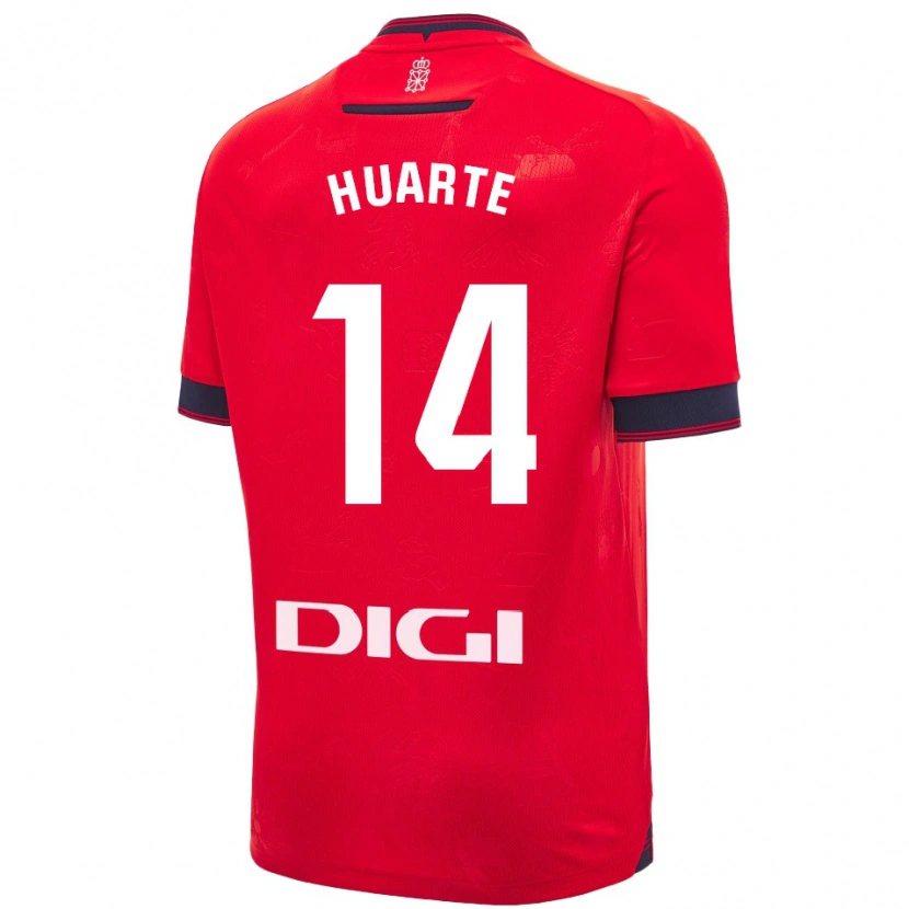 Danxen Homme Maillot Xabi Huarte #14 Rouge Blanc Tenues Domicile 2024/25 T-Shirt