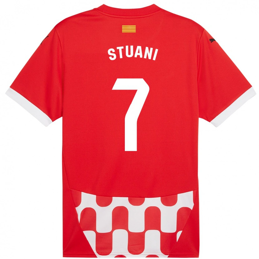 Danxen Homme Maillot Cristhian Stuani #7 Rouge Blanc Tenues Domicile 2024/25 T-Shirt