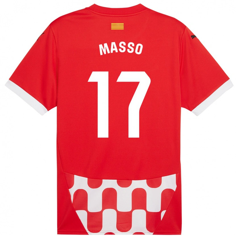 Danxen Homme Maillot Ainoa Massó #17 Rouge Blanc Tenues Domicile 2024/25 T-Shirt