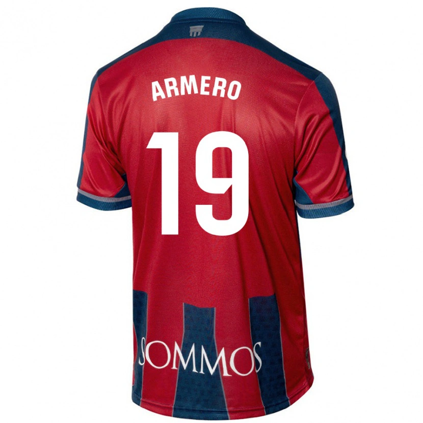 Danxen Homme Maillot Sergi Armero #19 Rouge Bleu Tenues Domicile 2024/25 T-Shirt