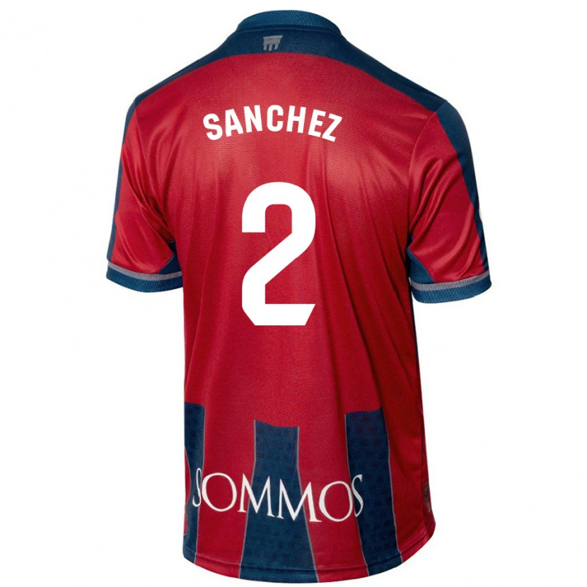 Danxen Homme Maillot Paz Sánchez #2 Rouge Bleu Tenues Domicile 2024/25 T-Shirt