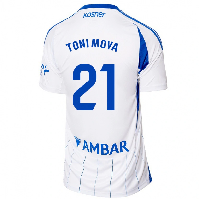 Danxen Homme Maillot Toni Moya #21 Rouge Blanc Tenues Domicile 2024/25 T-Shirt