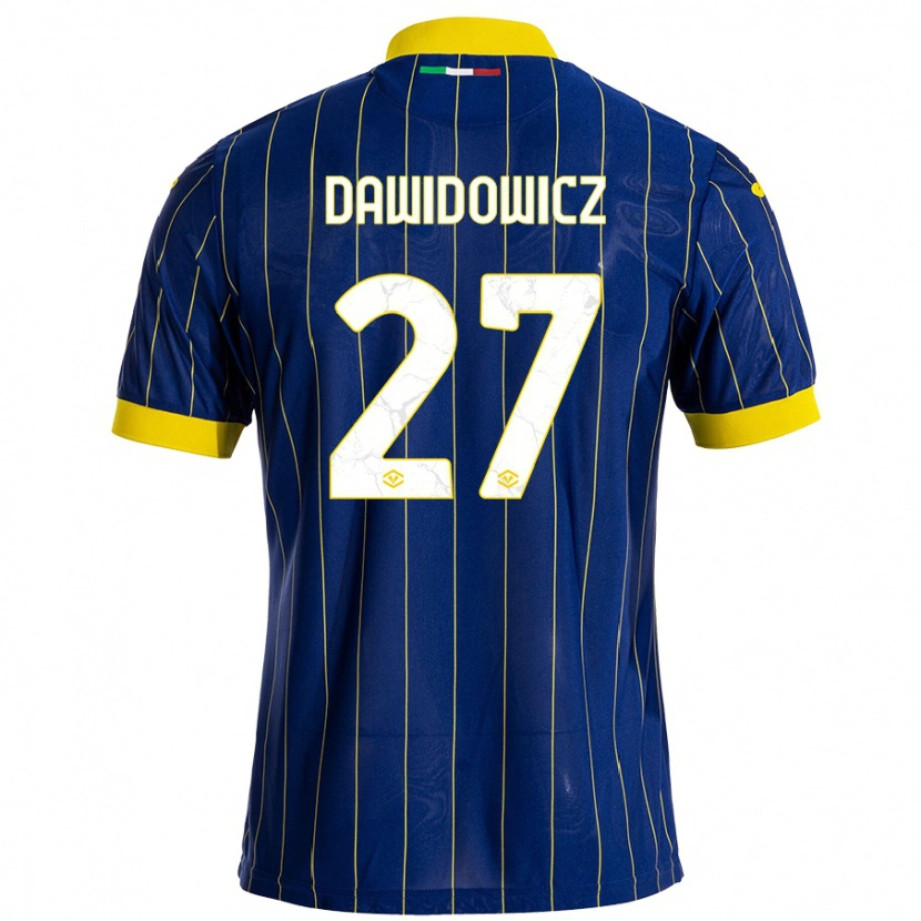 Danxen Homme Maillot Paweł Dawidowicz #27 Bleu Jaune Tenues Domicile 2024/25 T-Shirt