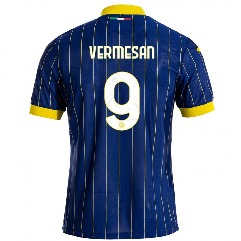 Danxen Homme Maillot Ioan Vermeșan #9 Bleu Jaune Tenues Domicile 2024/25 T-Shirt