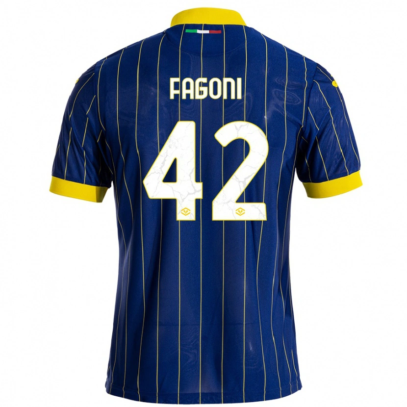 Danxen Homme Maillot Marco Fagoni #42 Bleu Jaune Tenues Domicile 2024/25 T-Shirt