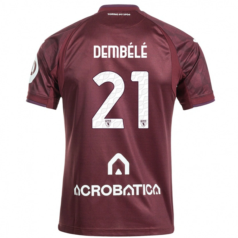 Danxen Homme Maillot Ali Dembélé #21 Bordeaux Blanc Tenues Domicile 2024/25 T-Shirt