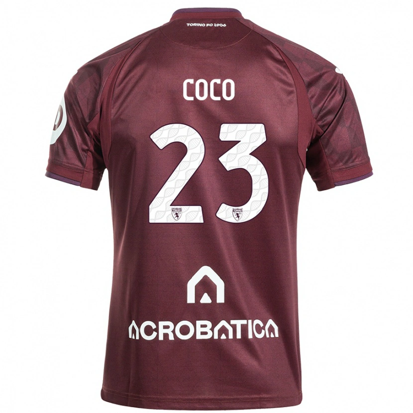 Danxen Homme Maillot Saúl Coco #23 Bordeaux Blanc Tenues Domicile 2024/25 T-Shirt