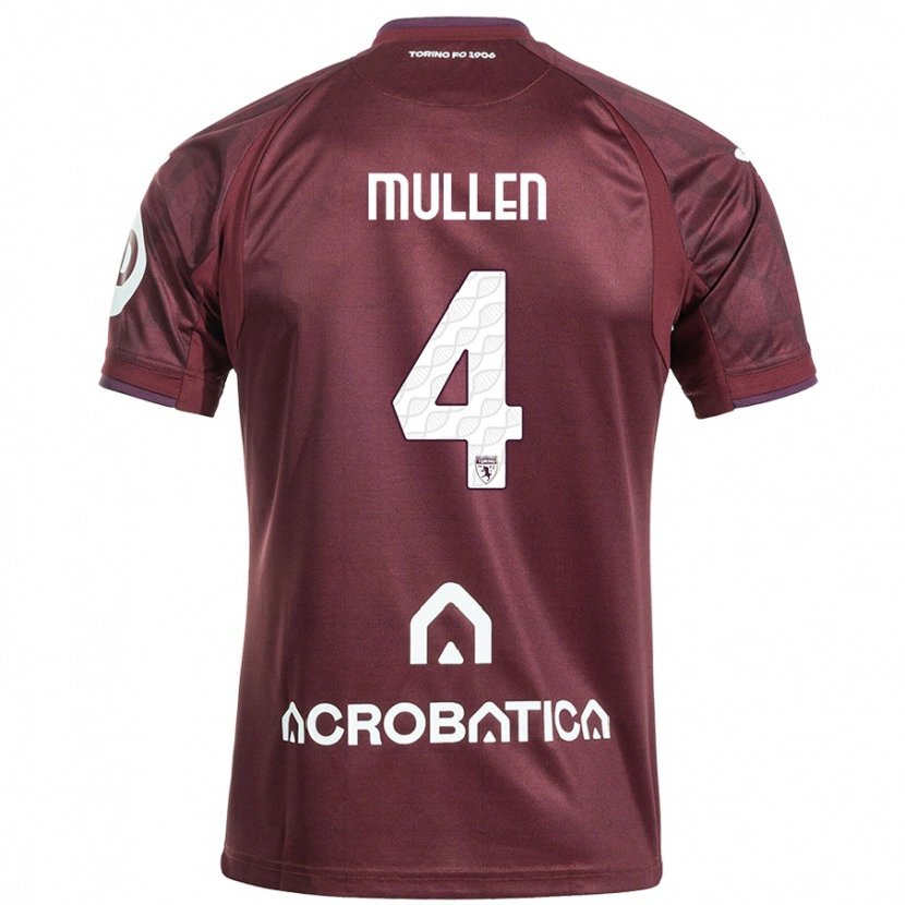 Danxen Homme Maillot Senan Mullen #4 Bordeaux Blanc Tenues Domicile 2024/25 T-Shirt