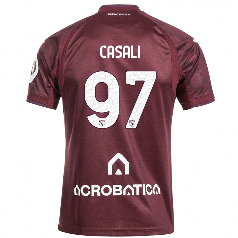 Danxen Homme Maillot Michele Casali #97 Bordeaux Blanc Tenues Domicile 2024/25 T-Shirt