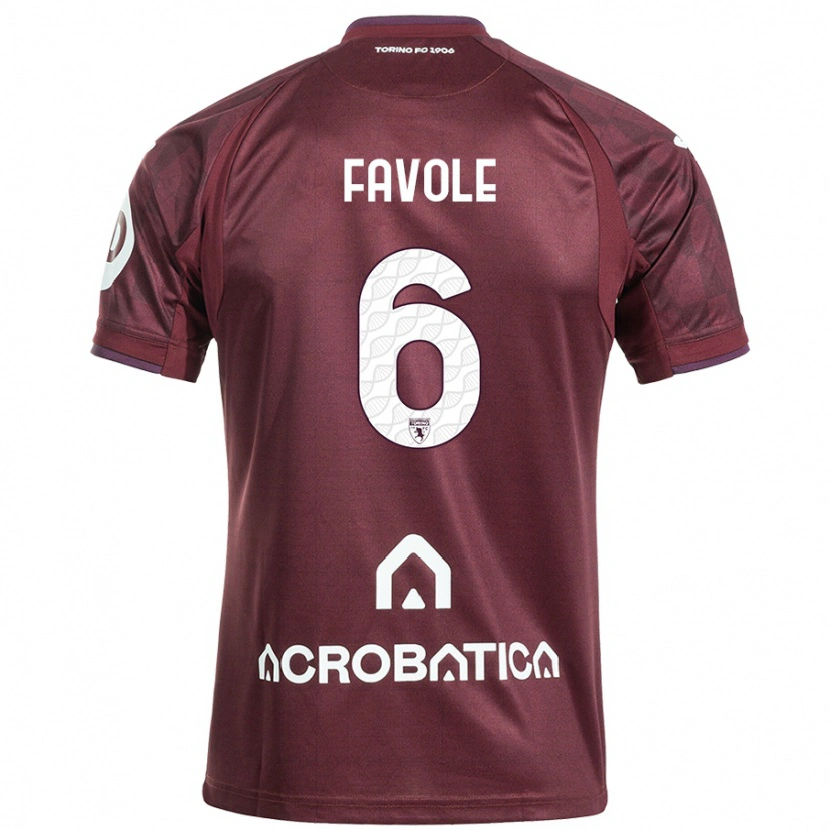 Danxen Homme Maillot Stefania Favole #6 Bordeaux Blanc Tenues Domicile 2024/25 T-Shirt