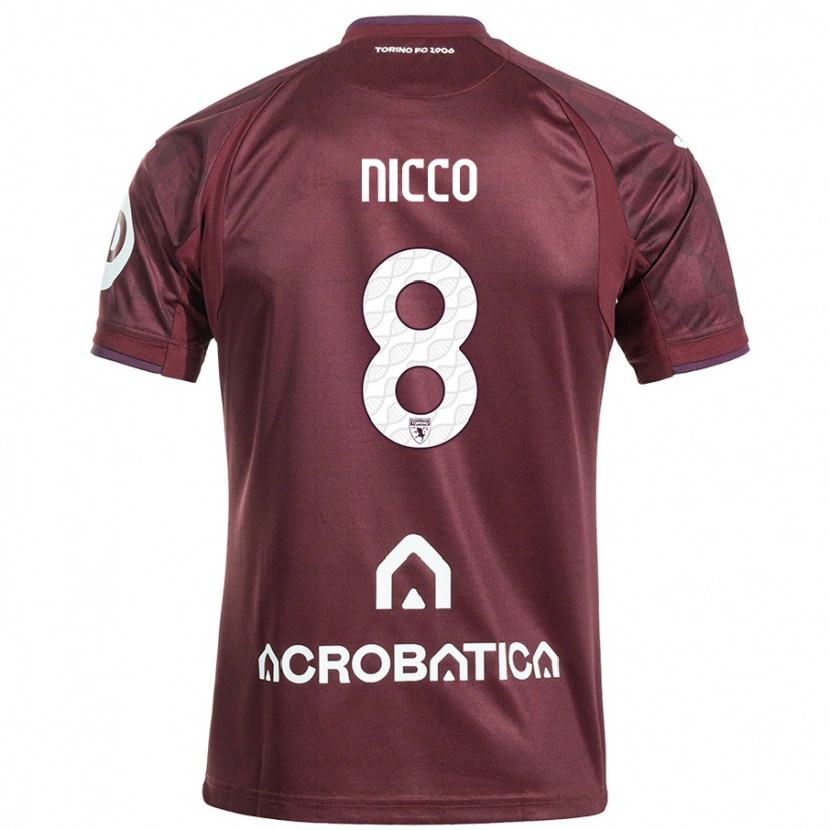 Danxen Homme Maillot Giada Nicco #8 Bordeaux Blanc Tenues Domicile 2024/25 T-Shirt