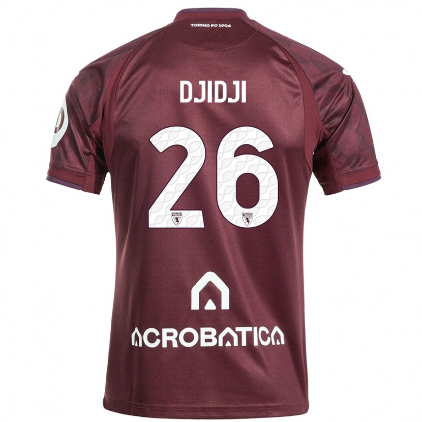 Danxen Homme Maillot Koffi Djidji #26 Bordeaux Blanc Tenues Domicile 2024/25 T-Shirt