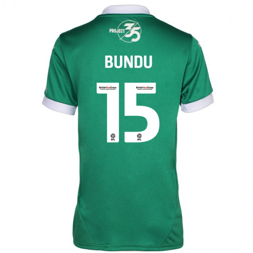 Danxen Homme Maillot Mustapha Bundu #15 Vert Blanc Tenues Domicile 2024/25 T-Shirt