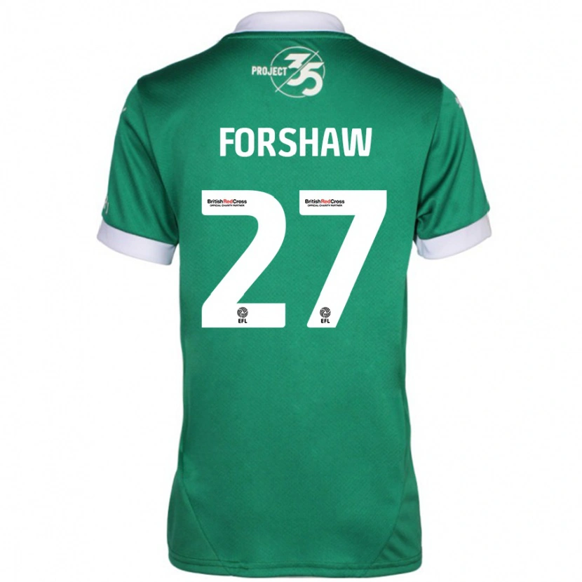 Danxen Homme Maillot Adam Forshaw #27 Vert Blanc Tenues Domicile 2024/25 T-Shirt