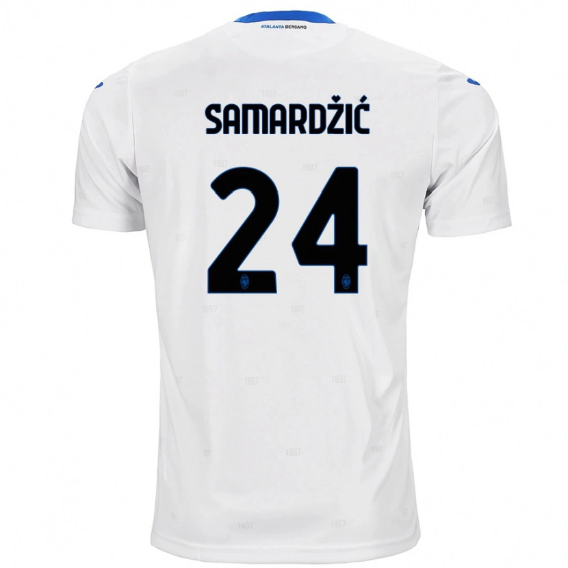 Danxen Homme Maillot Lazar Samardžić #24 Blanc Tenues Extérieur 2024/25 T-Shirt