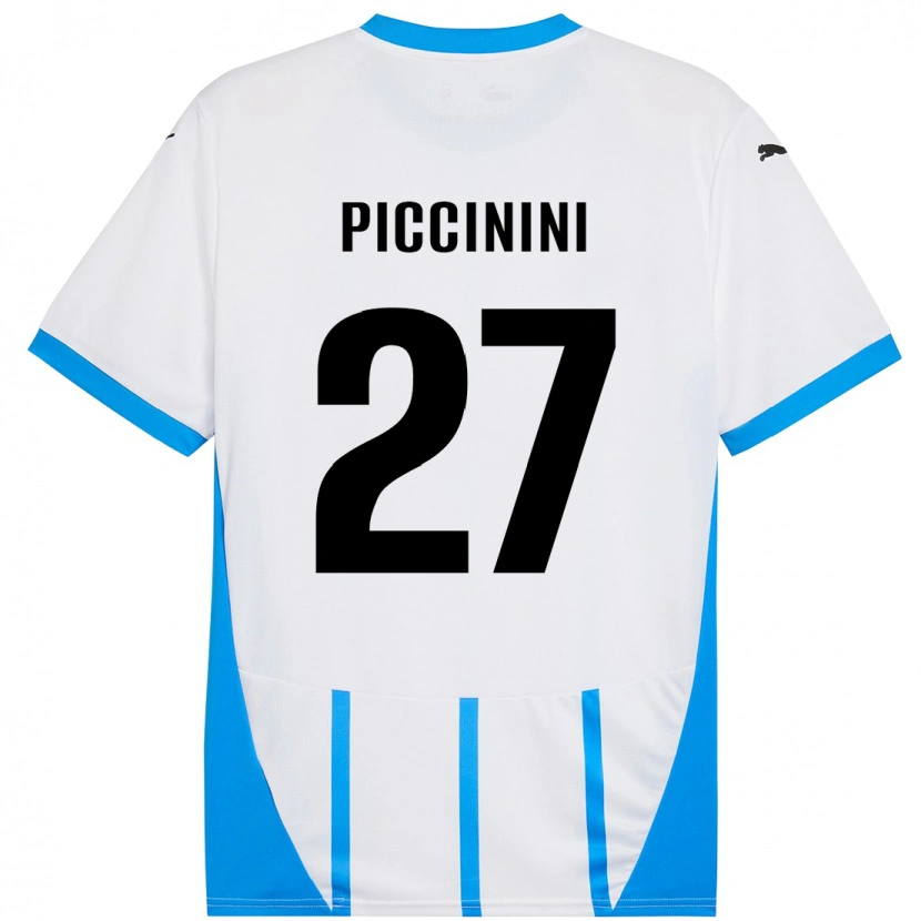 Danxen Homme Maillot Stefano Piccinini #27 Blanc Bleu Tenues Extérieur 2024/25 T-Shirt