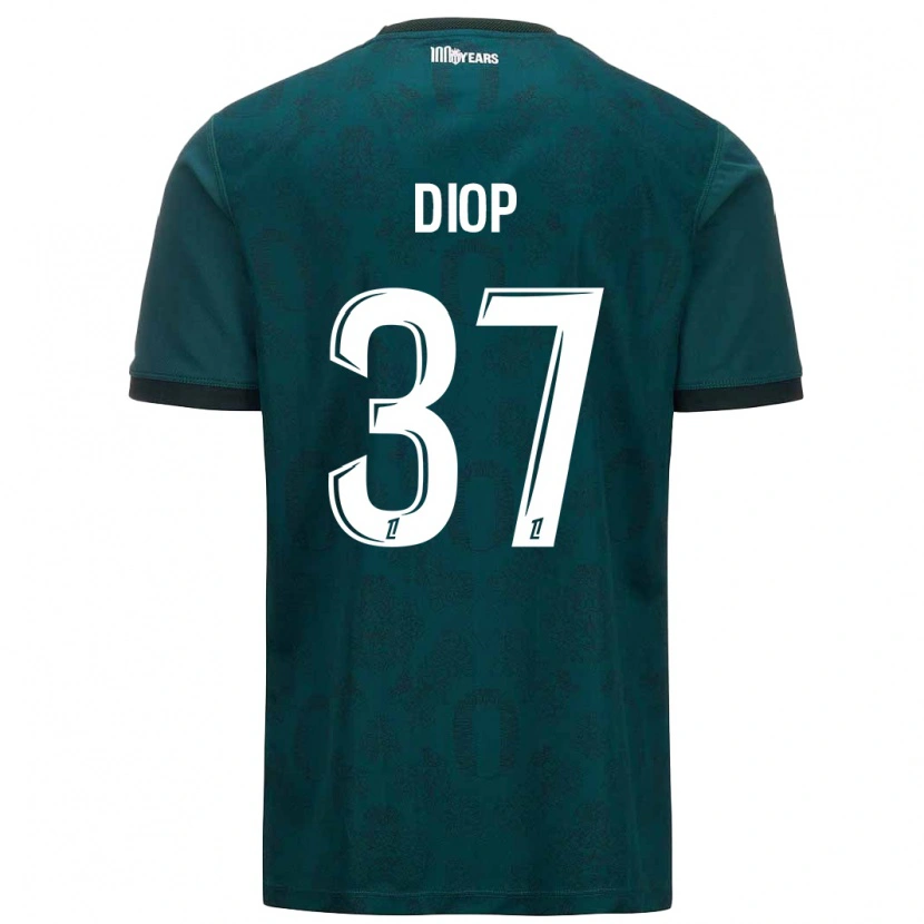 Danxen Homme Maillot Edan Diop #37 Vert Foncé Tenues Extérieur 2024/25 T-Shirt