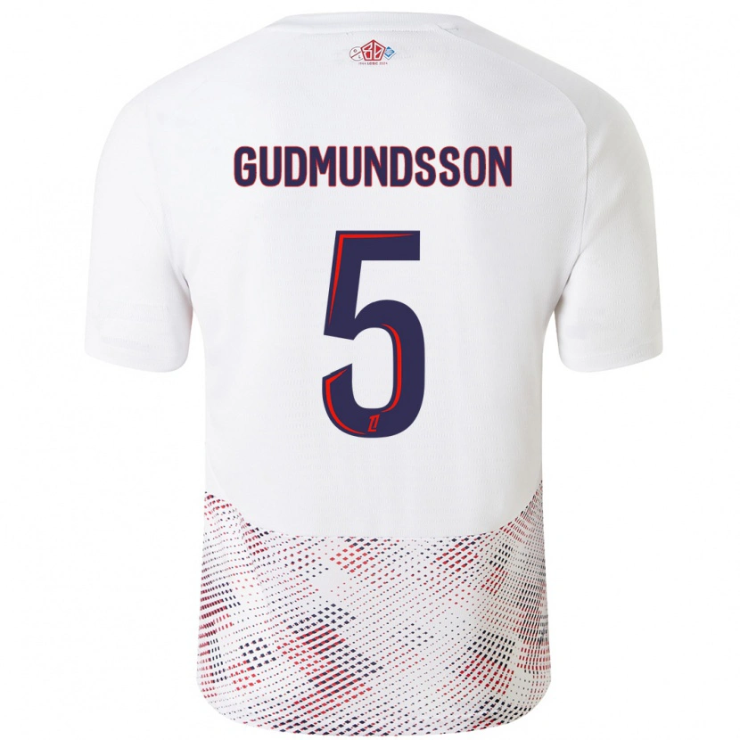 Danxen Homme Maillot Gabriel Gudmundsson #5 Blanc Bleu Royal Tenues Extérieur 2024/25 T-Shirt