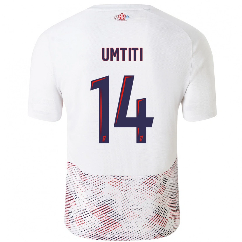 Danxen Homme Maillot Samuel Umtiti #14 Blanc Bleu Royal Tenues Extérieur 2024/25 T-Shirt