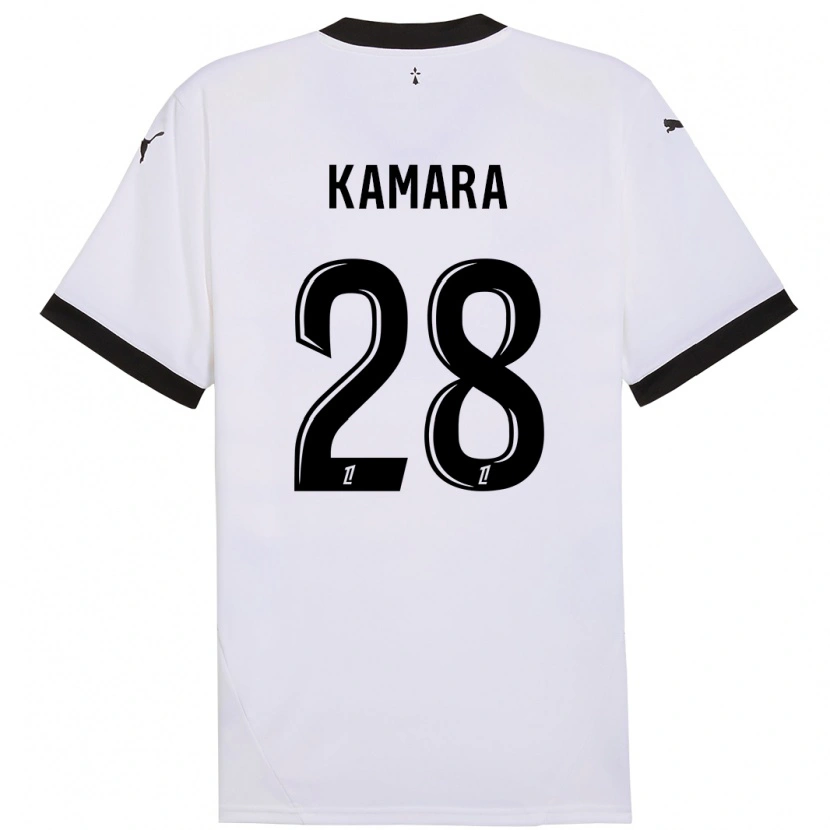 Danxen Homme Maillot Glen Kamara #28 Blanc Noir Tenues Extérieur 2024/25 T-Shirt