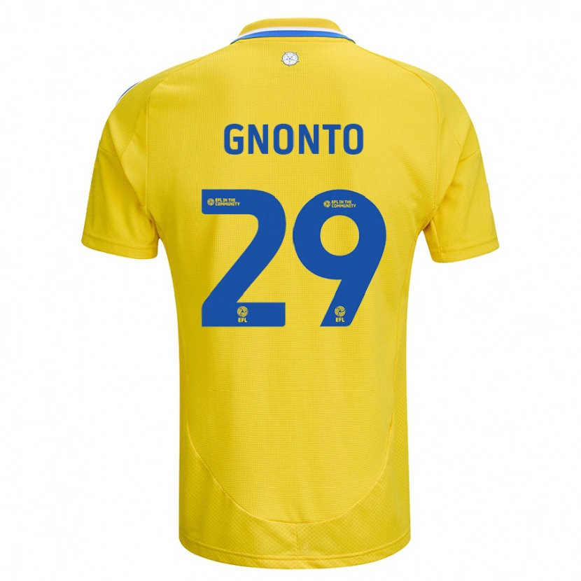 Danxen Homme Maillot Wilfried Gnonto #29 Jaune Bleu Tenues Extérieur 2024/25 T-Shirt